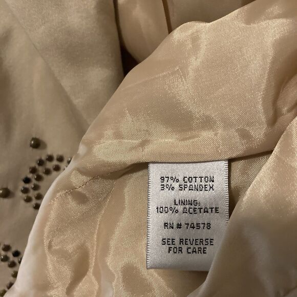 CACHE tan studded scroll pattern eye hook long sleeve jacket 0 - Picture 9 of 9